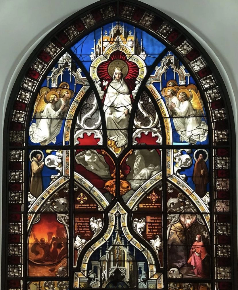 Vetrata con il Trionfo di Dante - Studiolo dantesco, Museo Poldi Pezzoli, Milano, dettaglio